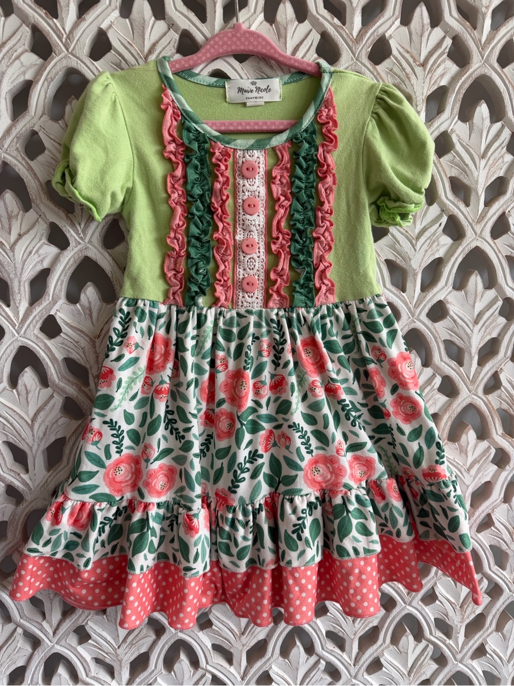 Marie Nicole Girls Floral Ruffle Dress Size 4